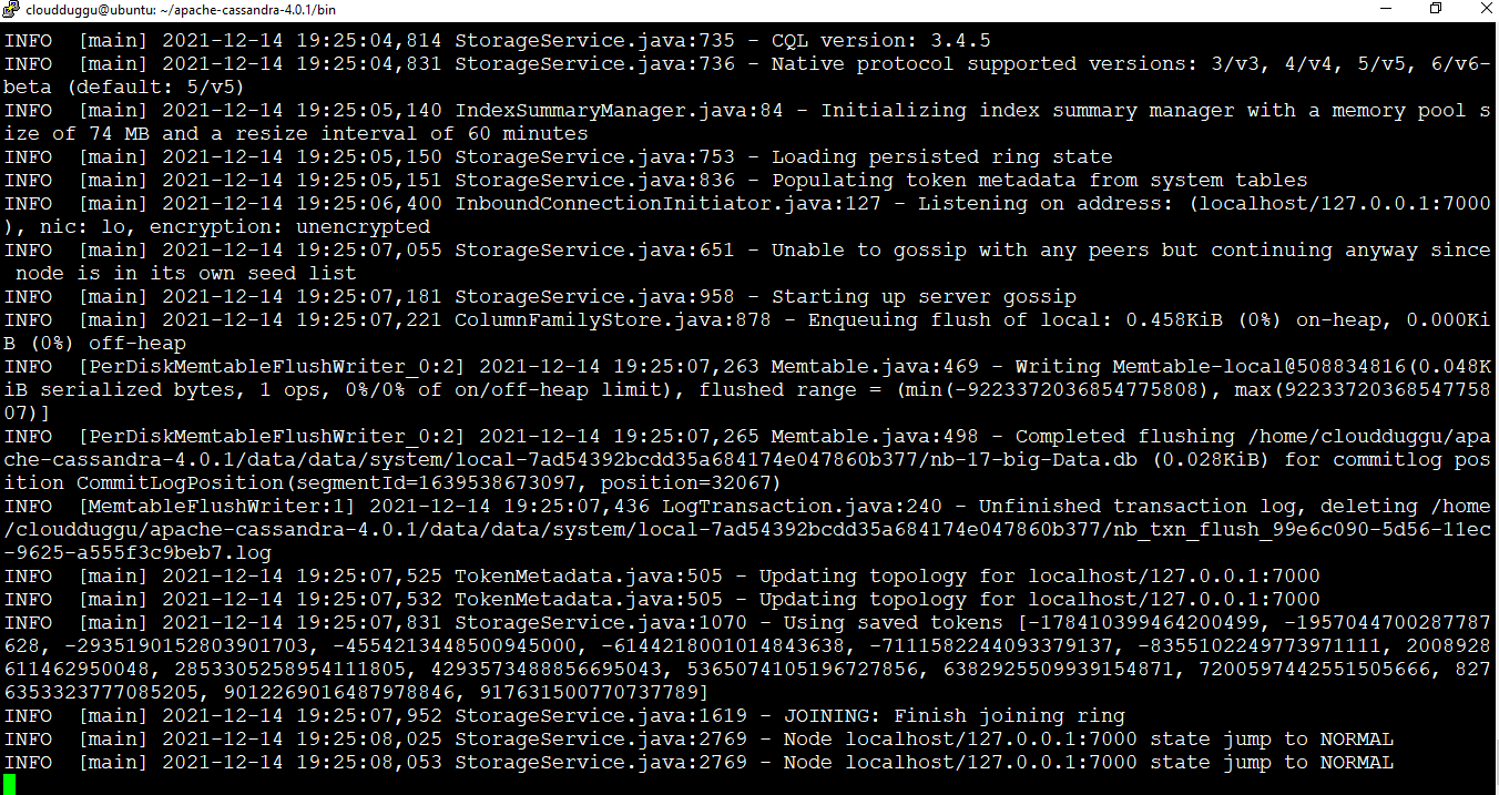 cassandra status check command cloudduggu