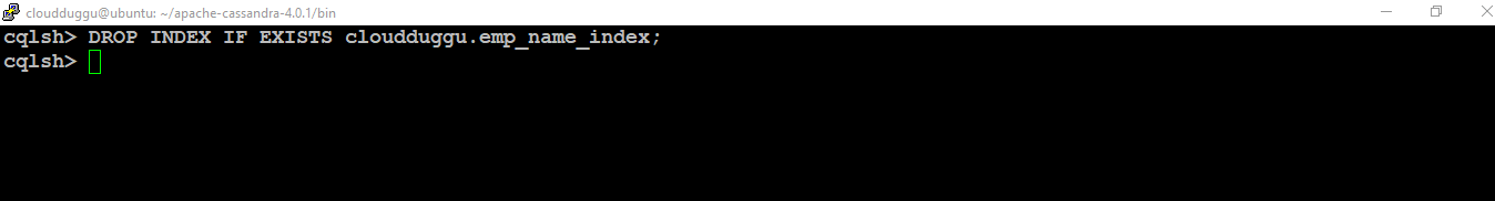 cassandra drop index command cloudduggu