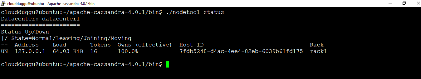 cassandra status check command cloudduggu