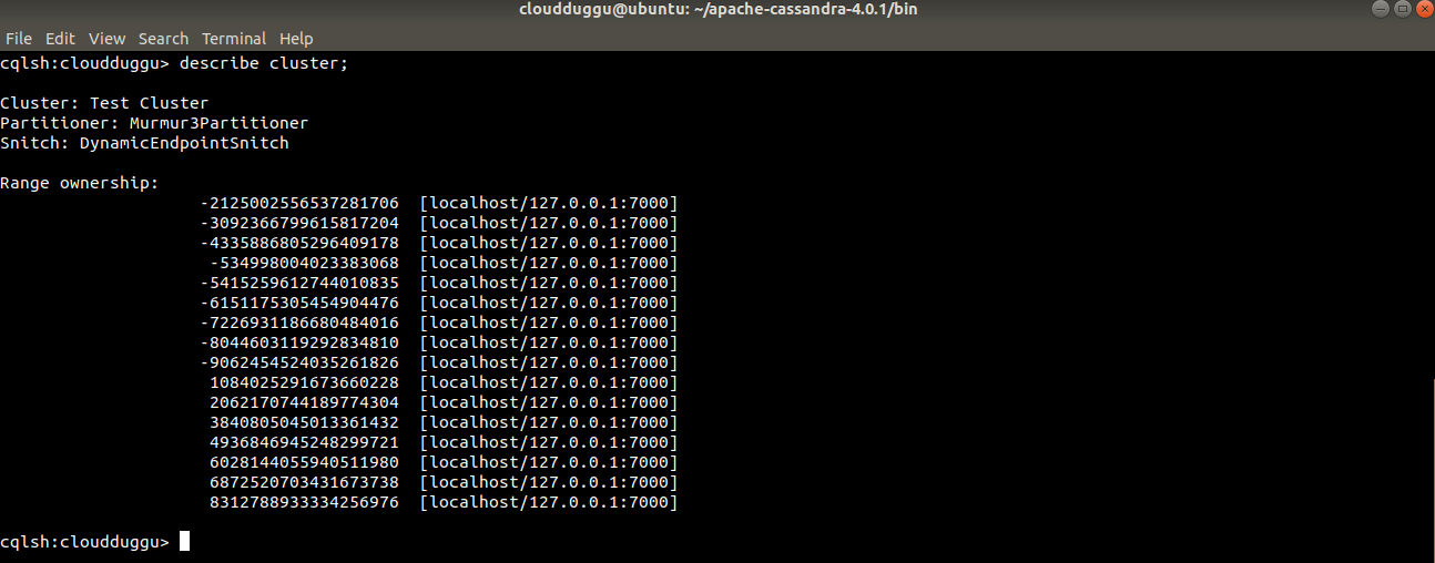 cassandra describe command output cloudduggu