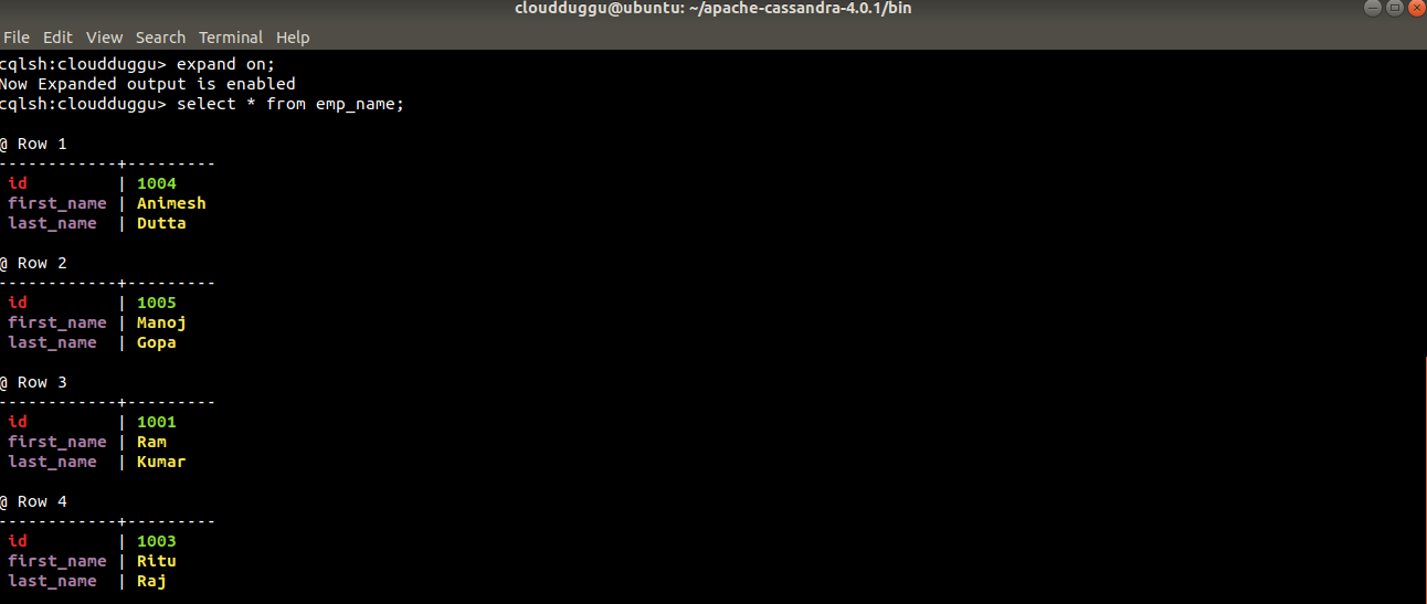 cassandra expand command output cloudduggu