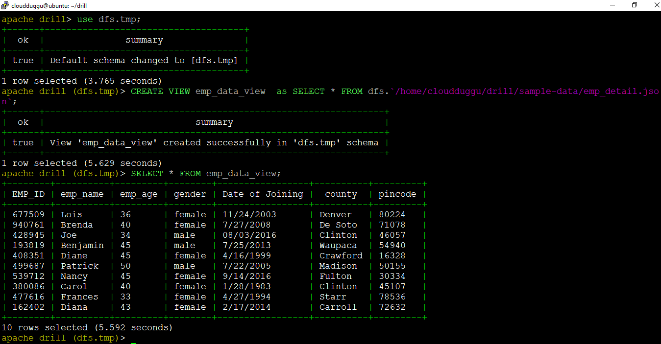 drill create view cloudduggu