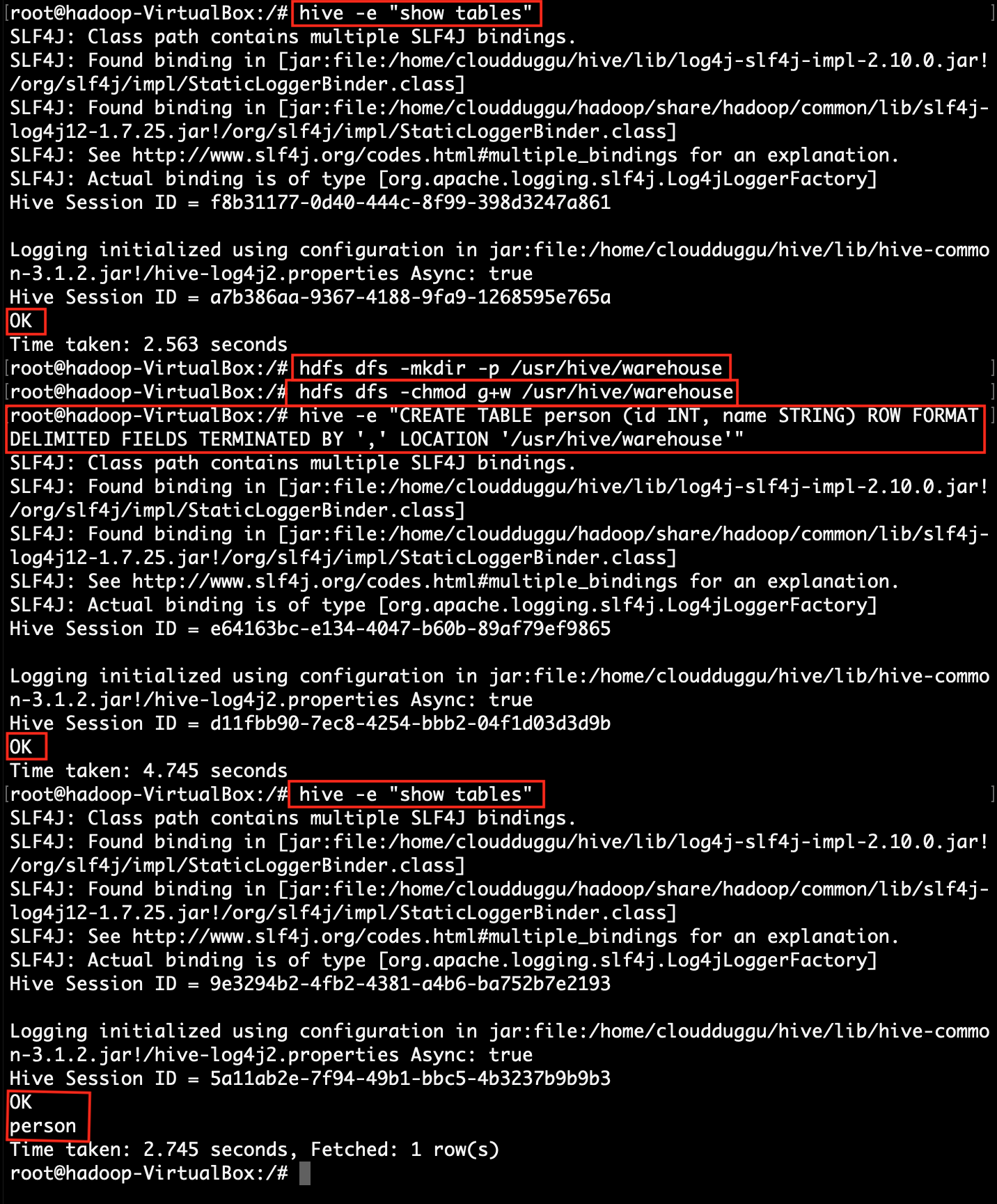 create hive table