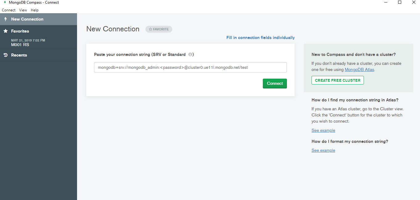 Mongodb atlas compass connection string