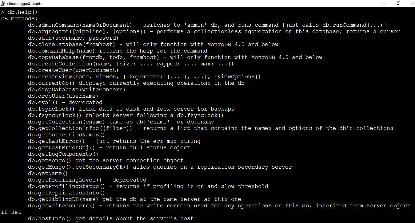 mongodb help command
