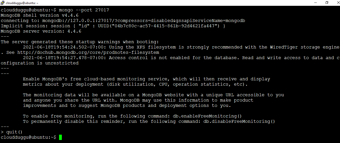 mongodb exit command