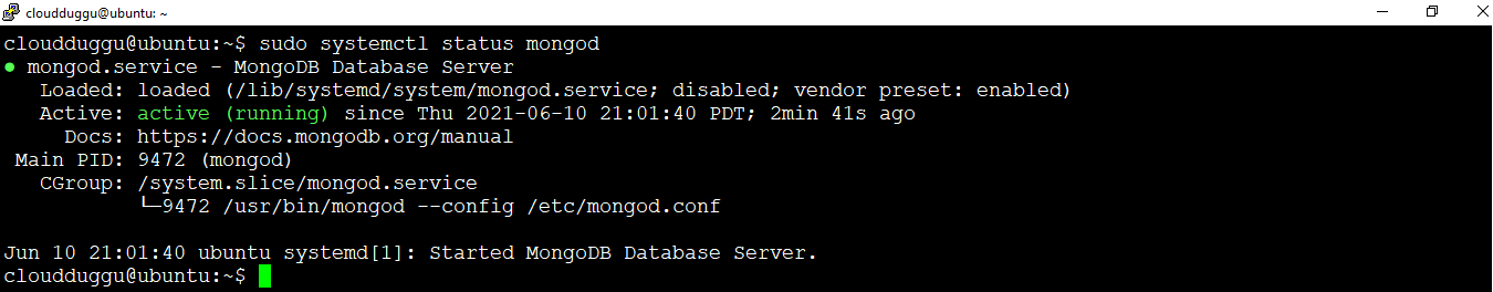 verify mongodb installation