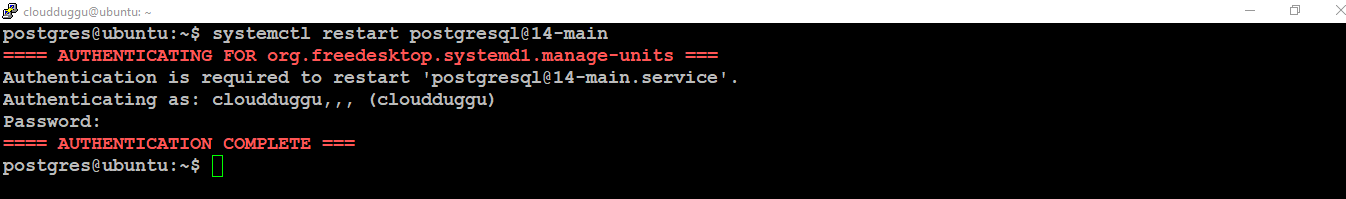 postgresql restart database cluster