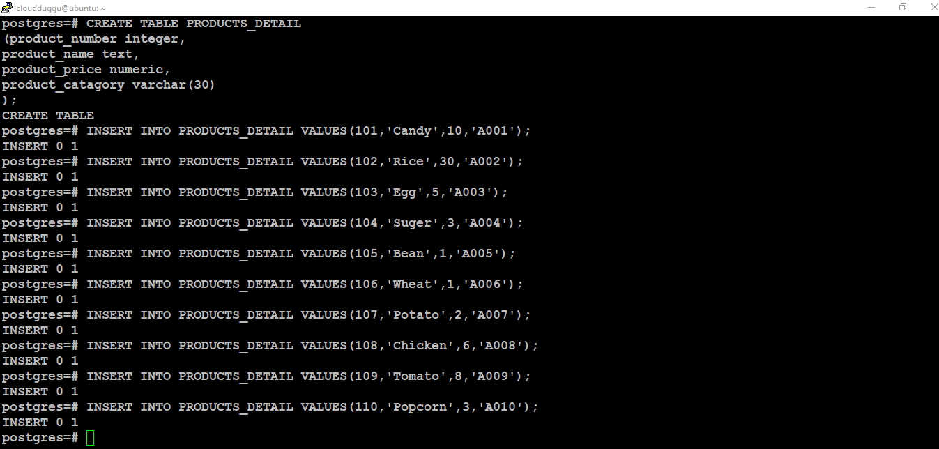 postgresql insert command