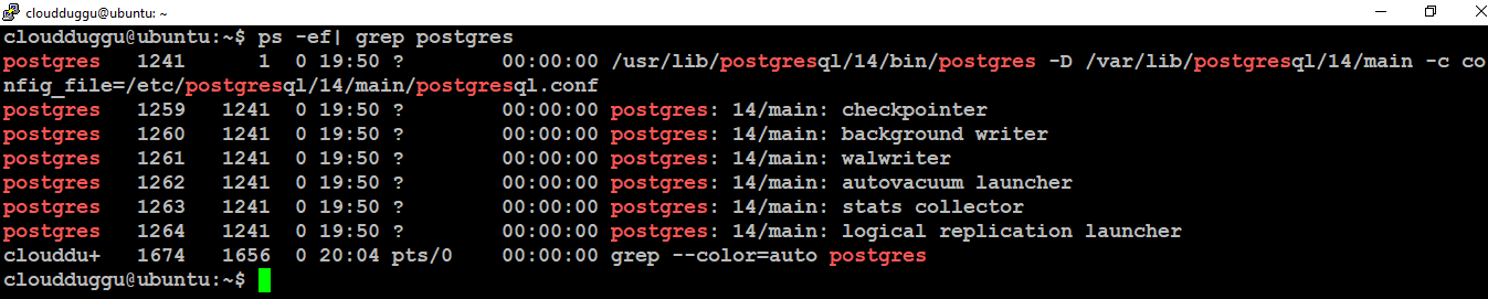 postgresql installation status