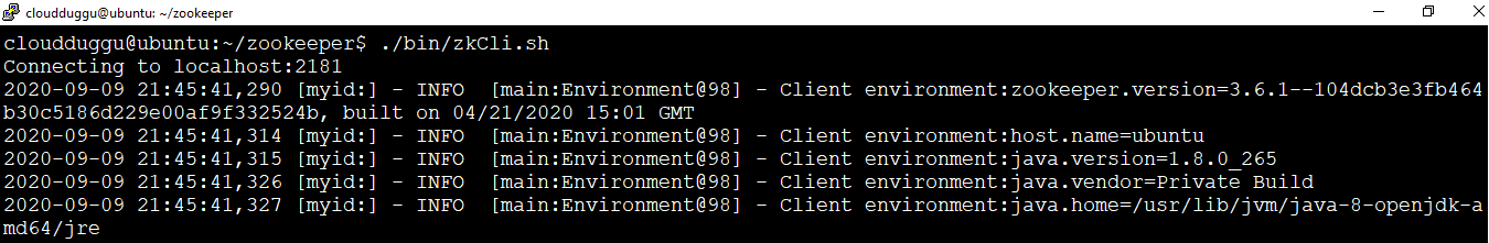 cloudduggu start zookeeper cli1