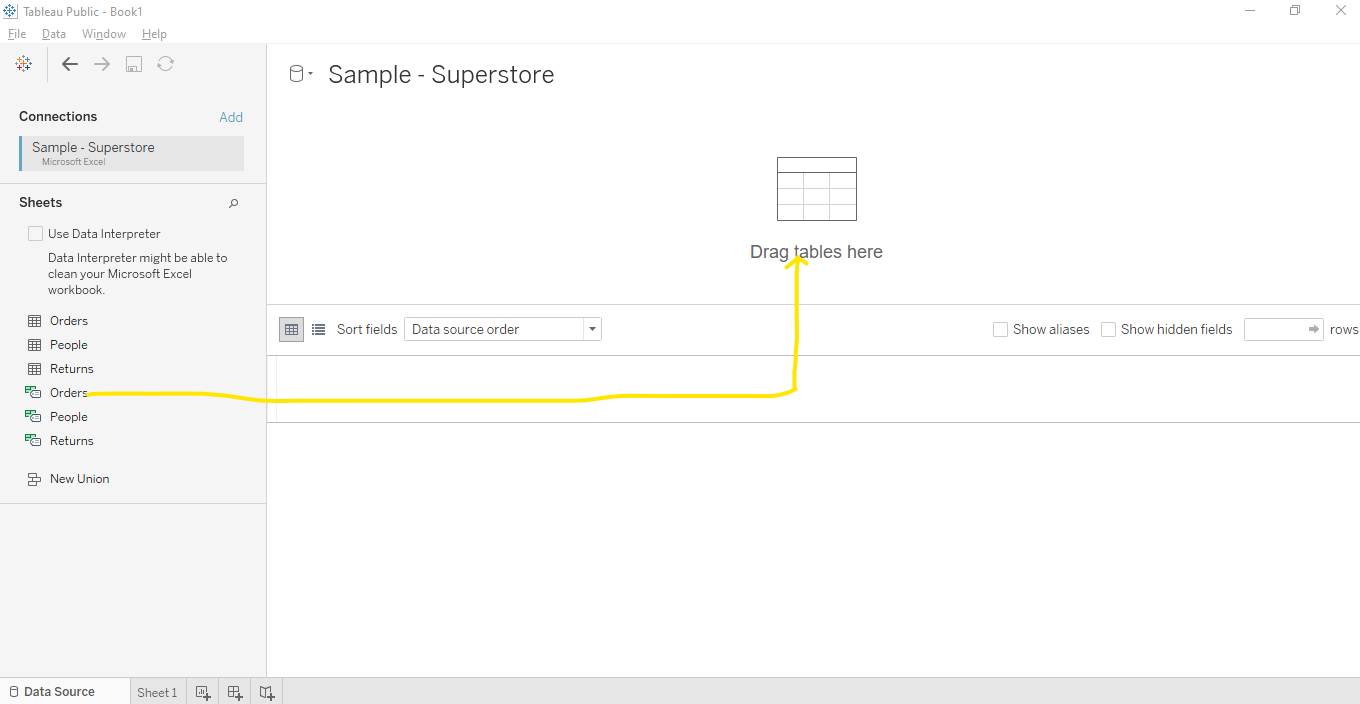 tableau select tablename cloudduggu