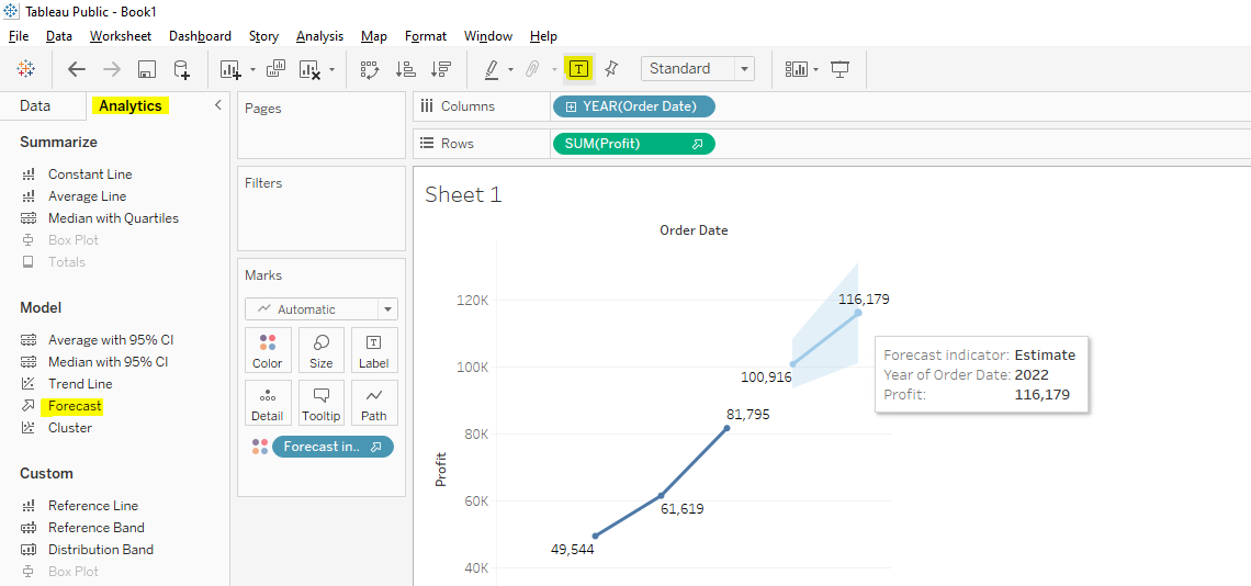 Tableau forecast option cloudduggu