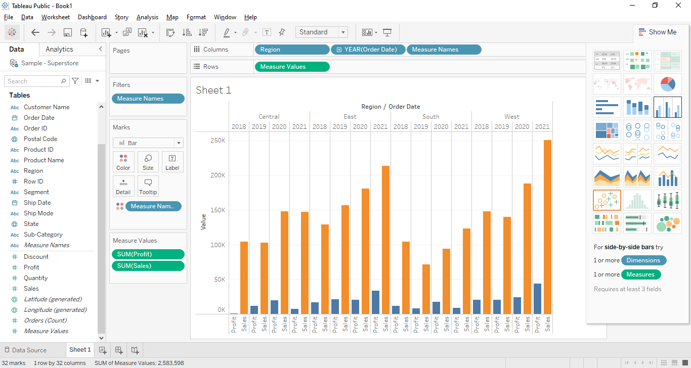 tableau show me view selection cloudduggu